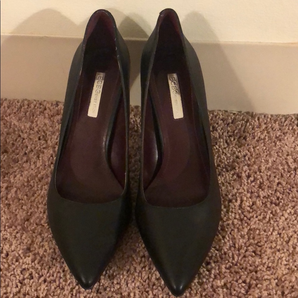 BCBG Black Leather Heels